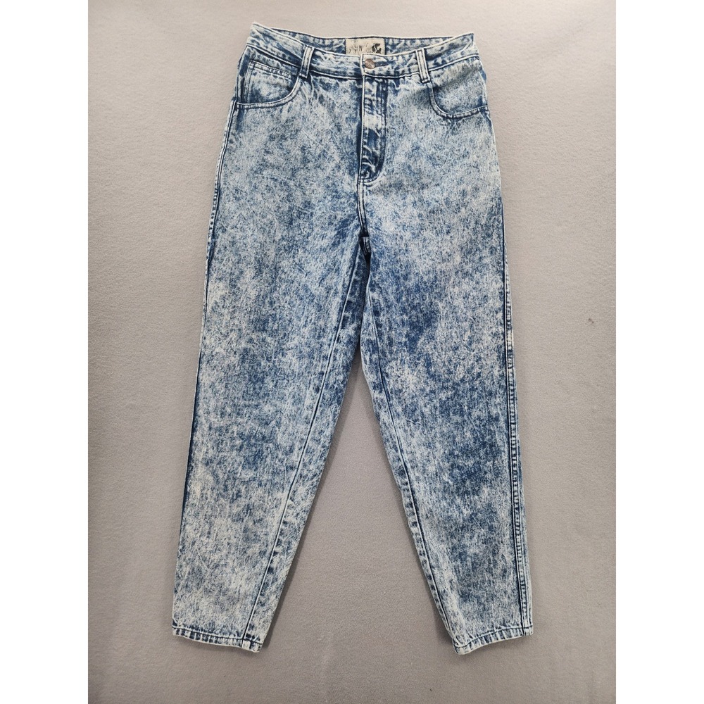 Vintage 90s Acid Wash High‎ Waisted Mom Jeans Tapered Leg Blue Denim Size 10